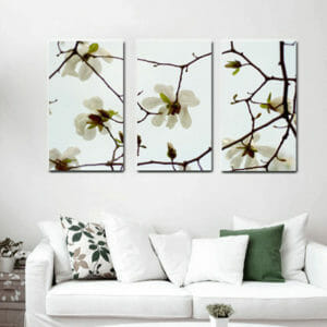 3 Piece Magnolia Tree Branch Flower Wall Art