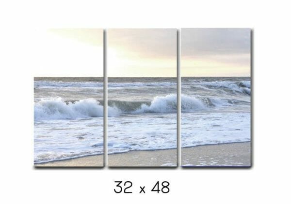 Beach Canvas Triptych Wall Art | Split Canvas Art | Ocean Wave Wall Art