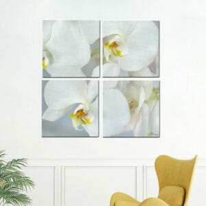 4 Panel White Orchid Wall Art