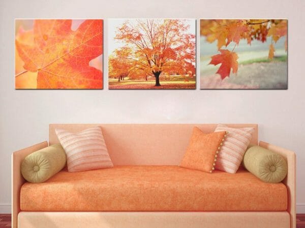 Autumn Canvas Wall Decor | Tree Wall At | Leaf Wall Art | Orange | Red