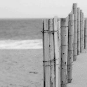 Grey Beach Fence Wall Art | Black and White Art Decor | Seashore Coastal Wall Art