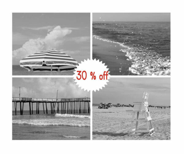 Black and white Beach Cottage Wall Art