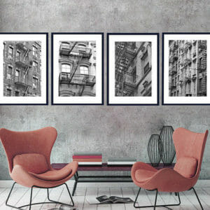 New York City Apartments Wall Art Set | Manhattan Vertical Wall Art
