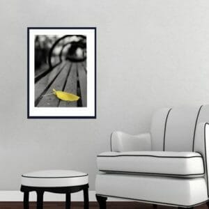 Yellow Leaf Wall Art | Central Park Bench Abstract Wall Decor