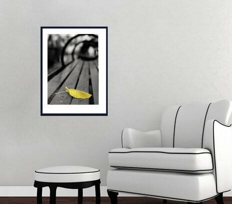 Yellow Leaf Wall Art | Central Park Bench Abstract Wall Decor