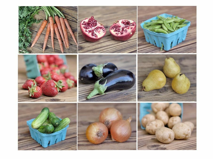 Farmhouse Kitchen Decor | Fruit and Vegetable Wall Art | Set of 9 Prints