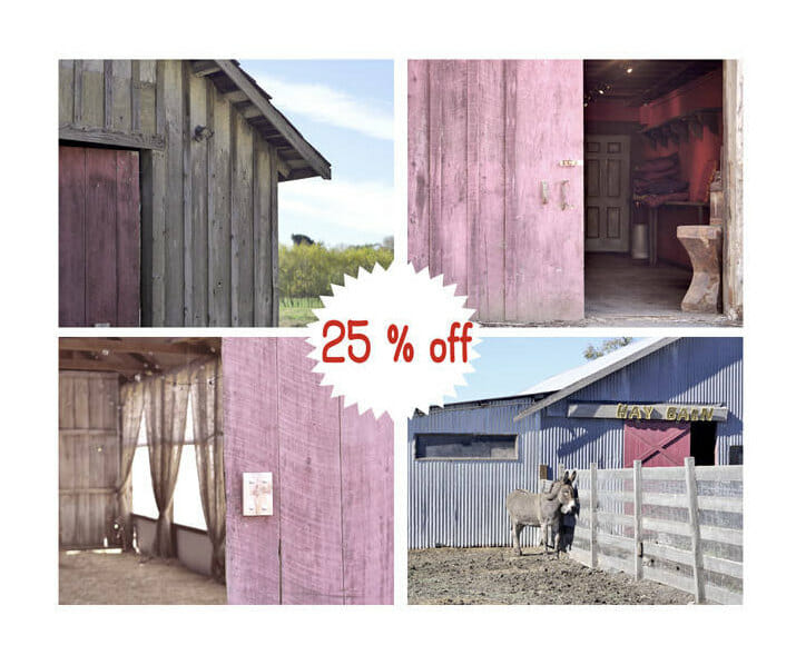 Farmhouse Wall Art Prints | Farm Photo Set of 4 | Grey Pink Wall Decor