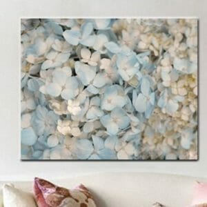 Pale Blue Hydrangea Wall Art | Floral Wall Art Decor | Large Cottage Wall Art