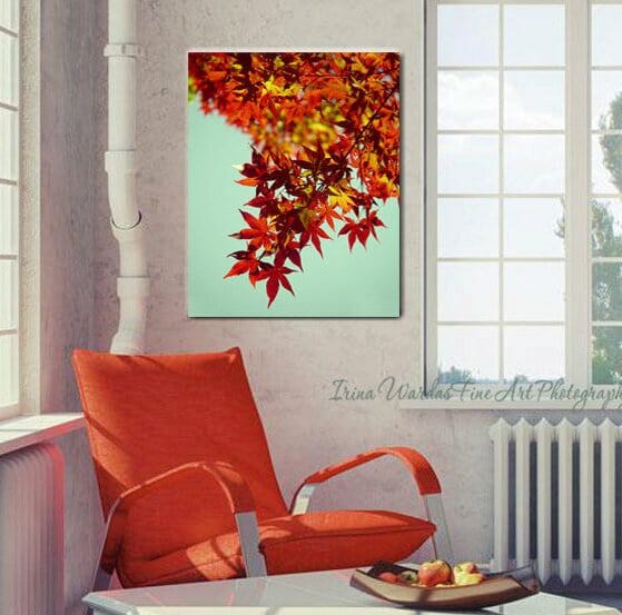 Maple Tree Wall Art | Red Maple Leaves Wall Art | Autumn Wall Decor