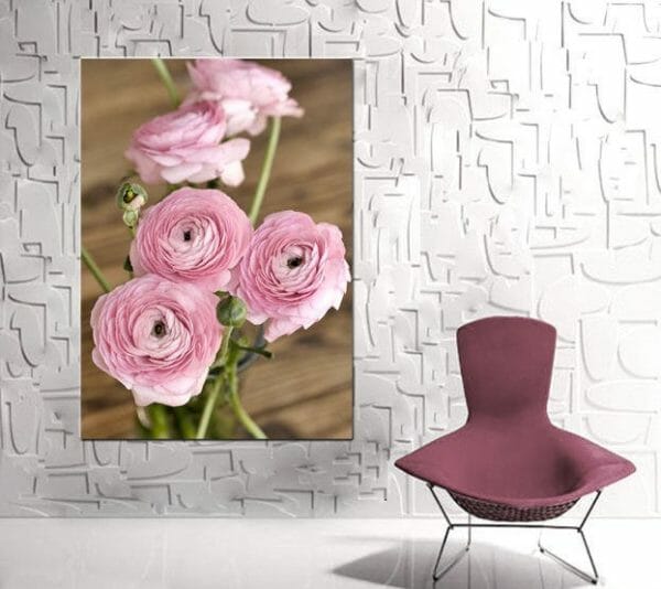 Vertical Floral Wall Art | Extra Large Floral Wall Decor | Ranunculus Flower
