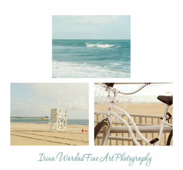 Seashore Wall Art | Life Guard Tower | Beach Bike Beach Sand | Set of 3