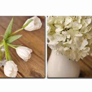 2 Piece Shabby Chic Floral Canvas Wall Art