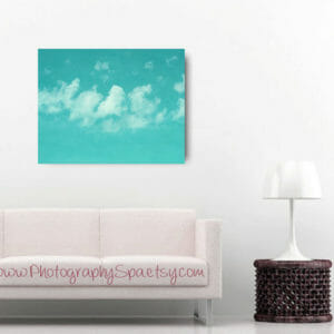 Sky & Clouds Wall Art | Aqua Mint White | Nursery Room Wall Decor