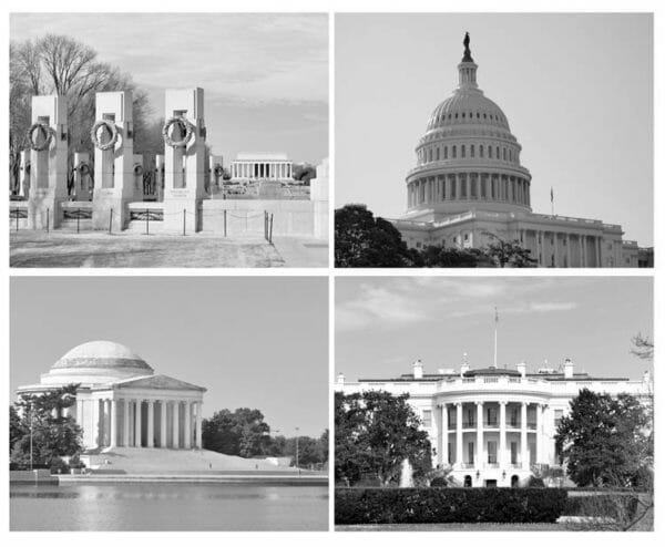 Black and White DC Wall Art Set of 4