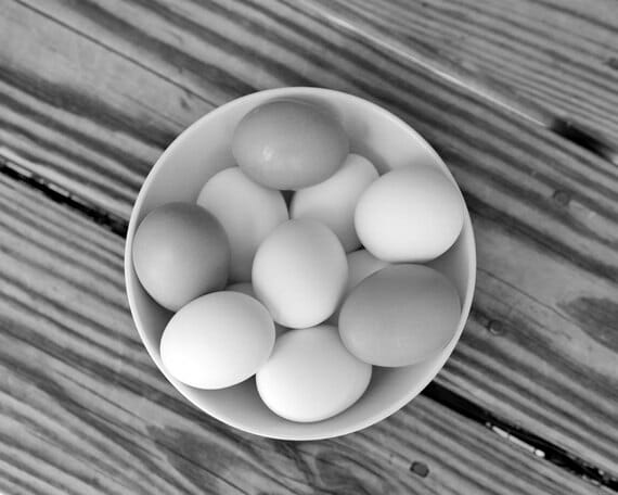 Black and White Food Wall Art | Eggs in Bowl | Rustic Wall Decor